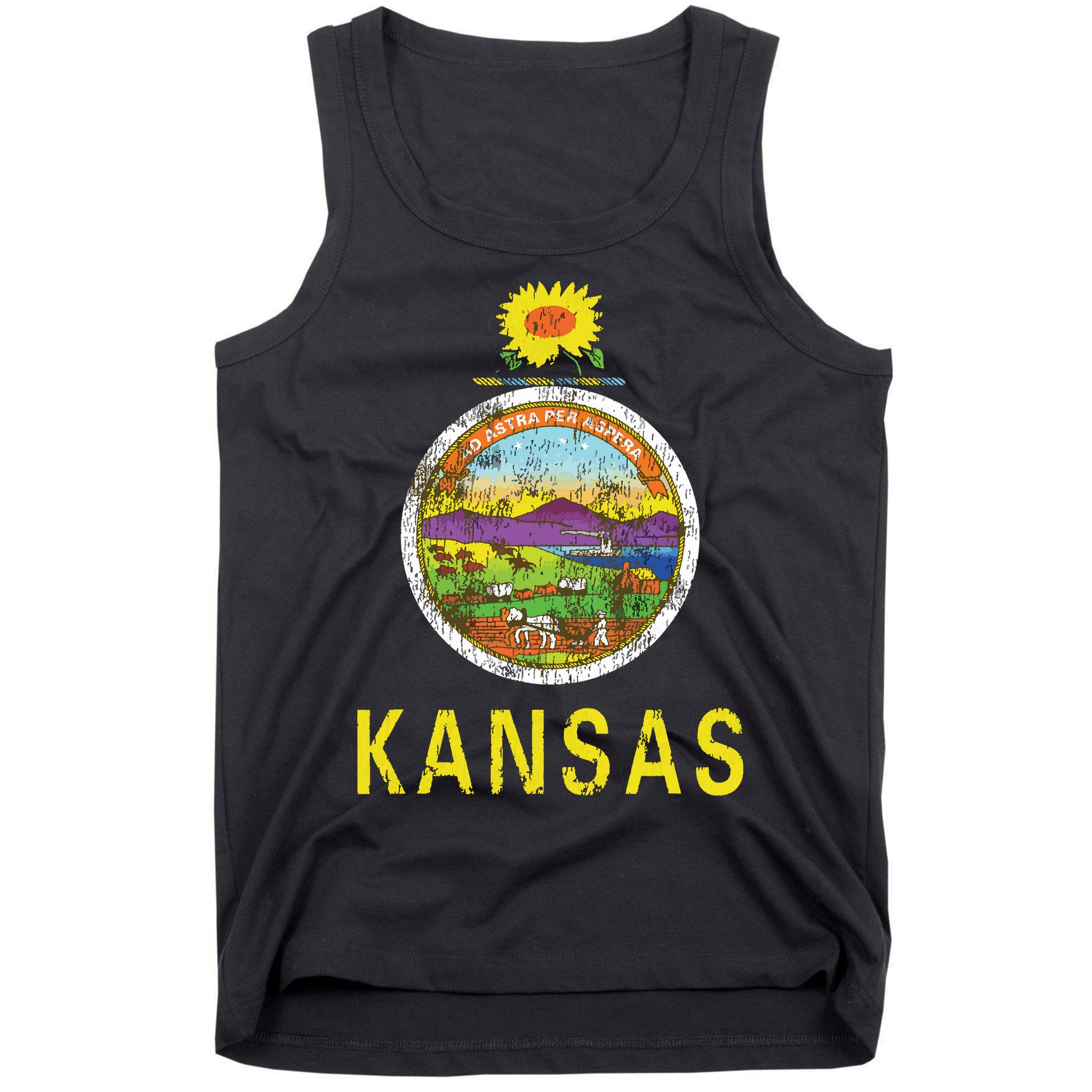 Retro Kansas Flag Vintage Ks Souvenir Gift Tank Top