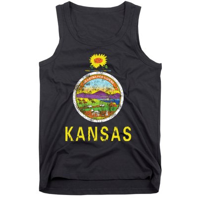 Retro Kansas Flag Vintage Ks Souvenir Gift Tank Top