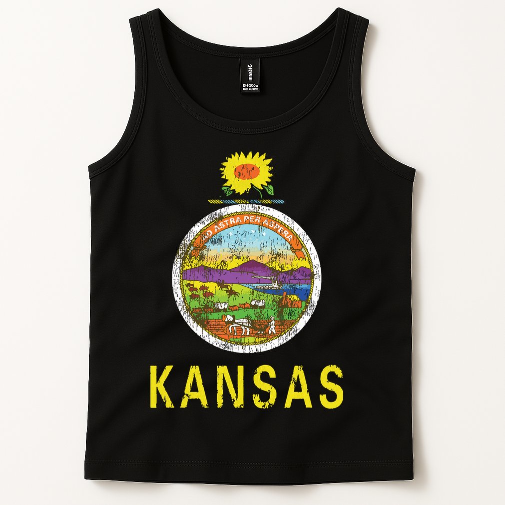 Retro Kansas Flag Vintage Ks Souvenir Gift Tank Top