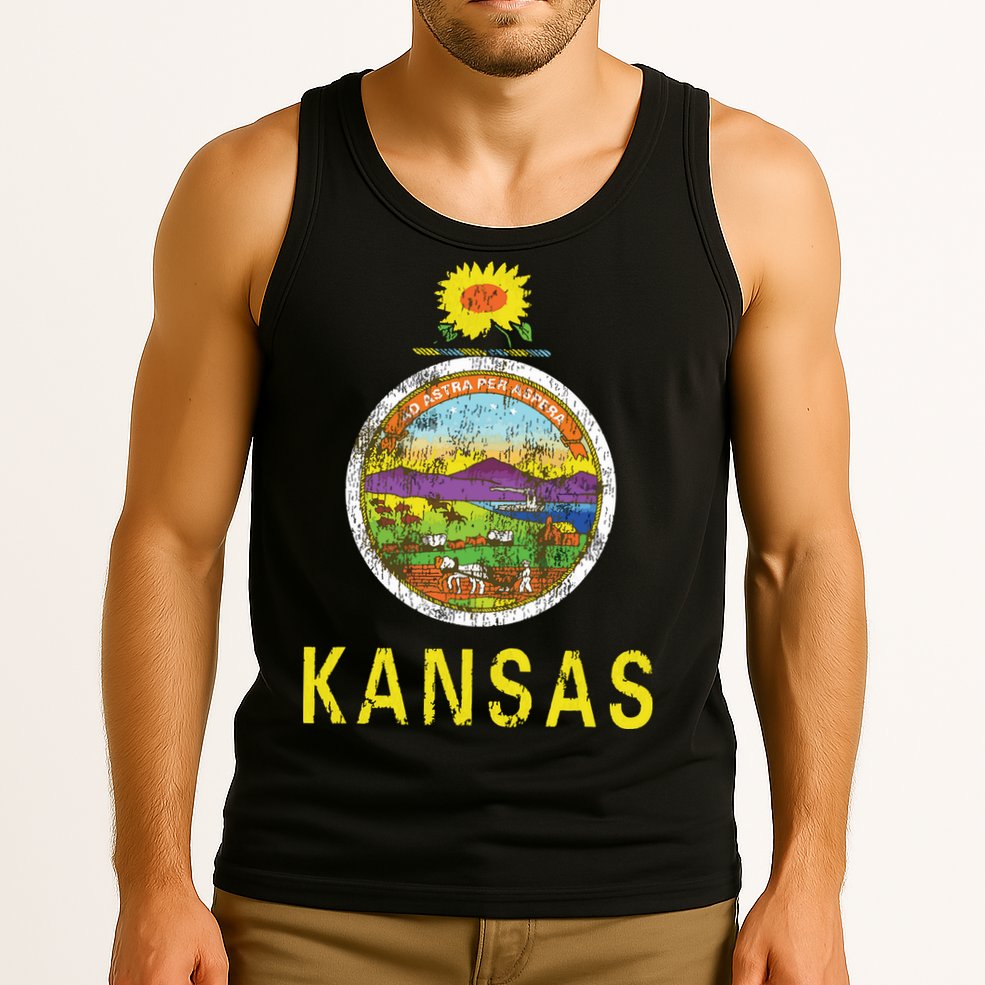 Retro Kansas Flag Vintage Ks Souvenir Gift Tank Top