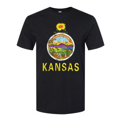 Retro Kansas Flag Vintage Ks Souvenir Gift Softstyle® CVC T-Shirt