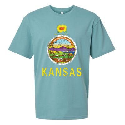 Retro Kansas Flag Vintage Ks Souvenir Gift Sueded Cloud Jersey T-Shirt