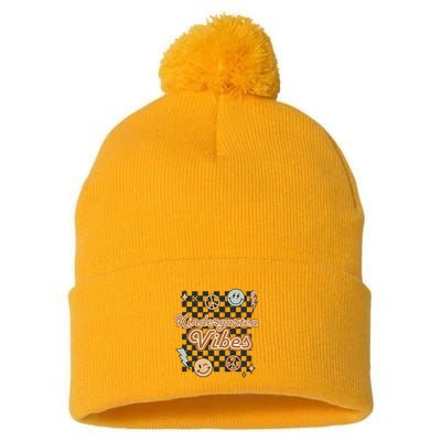 Retro Kindergarten First Day Of School Pom Pom 12in Knit Beanie