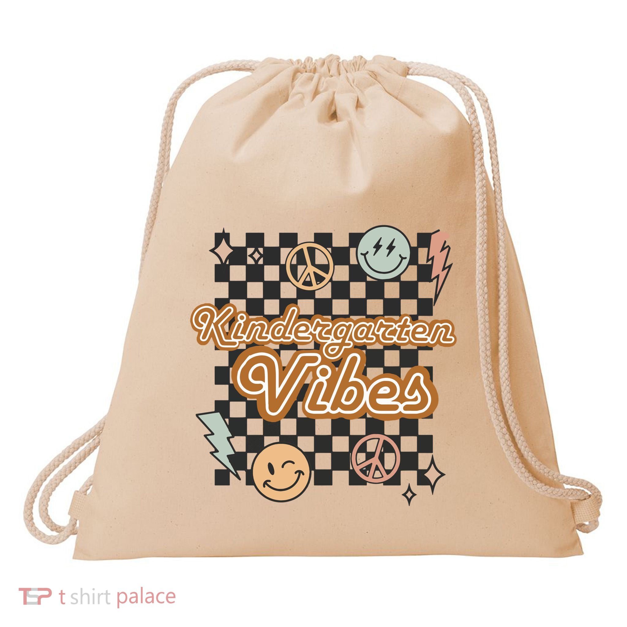 Retro Kindergarten First Day Of School Drawstring Bag