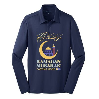 Ramadan Karim Fasting Mode On Funny Ramadan Mubarak Muslim Silk Touch Performance Long Sleeve Polo