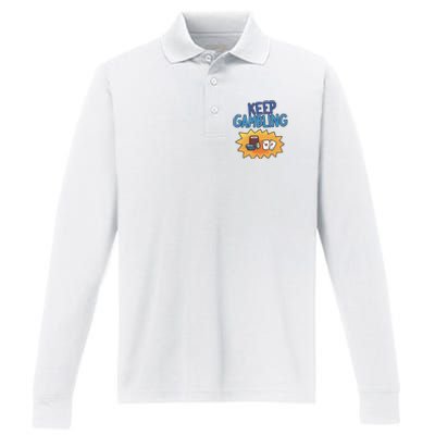 Raxd Keep Gambling Performance Long Sleeve Polo