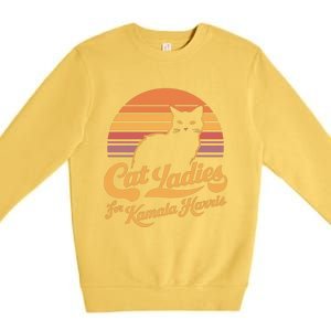 Retro Kamala Harris Cat Lady President 2024 Election Kamalaharris Premium Crewneck Sweatshirt