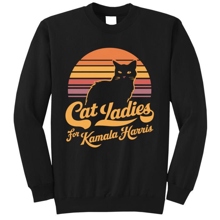 Retro Kamala Harris Cat Lady President 2024 Election Kamalaharris Tall Sweatshirt