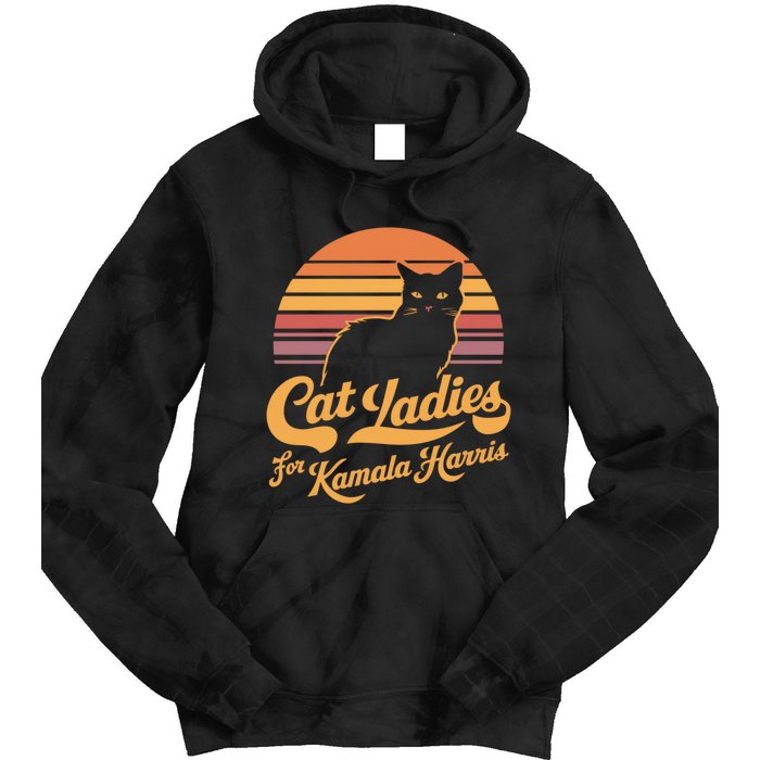 Retro Kamala Harris Cat Lady President 2024 Election Kamalaharris Tie Dye Hoodie