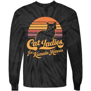 Retro Kamala Harris Cat Lady President 2024 Election Kamalaharris Tie-Dye Long Sleeve Shirt