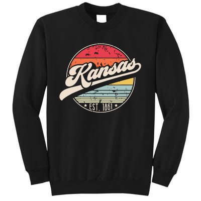 Retro Kansas Home State Ks Cool 70s Style Sunset Sweatshirt