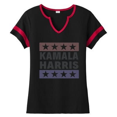 Retro Kamala Harris Vintage Madam Vice President Gift Ladies Halftime Notch Neck Tee