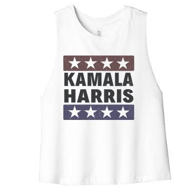 Retro Kamala Harris Vintage Madam Vice President Gift Women's Racerback Cropped Tank