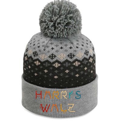 Retro Kamala Harris Walz Waltz 2024 Cat Lettering Positive The Baniff Cuffed Pom Beanie