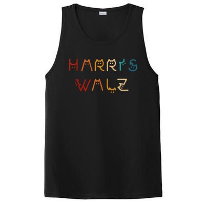 Retro Kamala Harris Walz Waltz 2024 Cat Lettering Positive PosiCharge Competitor Tank