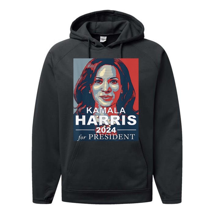 Retro Kamala Harris 2024 For President Election Campaign Performance Fleece Hoodie