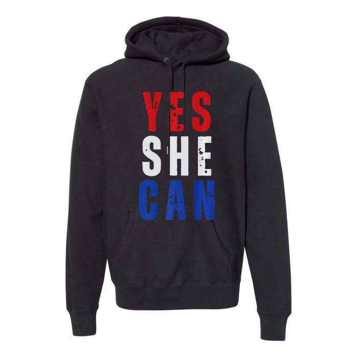 Retro Kamala Harris Yes She Can Kamala Harris 2024 Premium Hoodie