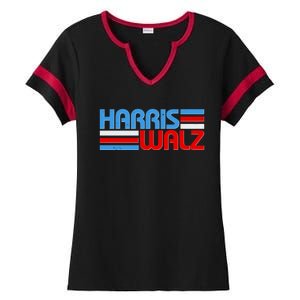 Retro Kamala Harris Tim Walz 2024 Election Ladies Halftime Notch Neck Tee