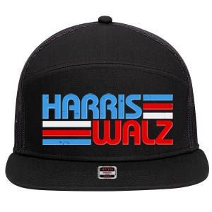 Retro Kamala Harris Tim Walz 2024 Election 7 Panel Mesh Trucker Snapback Hat