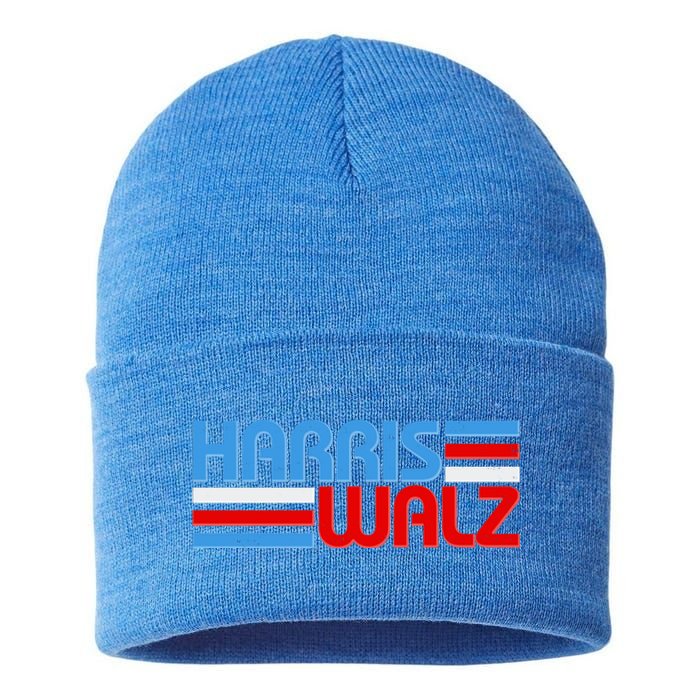 Retro Kamala Harris Tim Walz 2024 Election Sustainable Knit Beanie