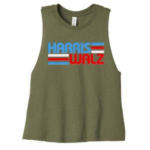 Retro Kamala Harris Tim Walz 2024 Election Women's Racerback Cropped Tank