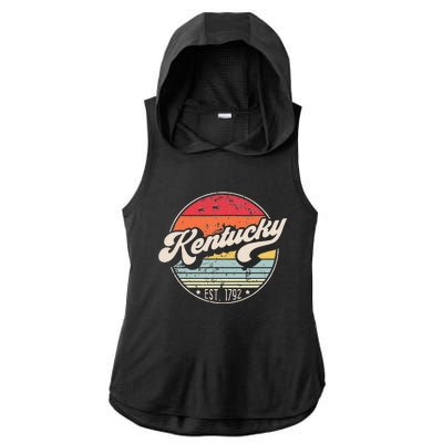 Retro Kentucky Home State KY Cool 70s Style Sunset Ladies PosiCharge Tri-Blend Wicking Draft Hoodie Tank