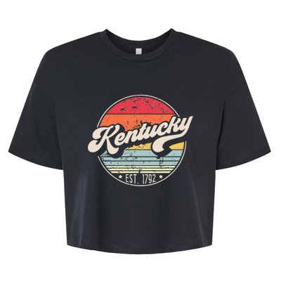 Retro Kentucky Home State KY Cool 70s Style Sunset Bella+Canvas Jersey Crop Tee