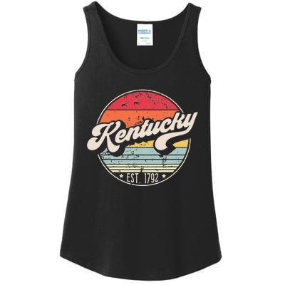 Retro Kentucky Home State KY Cool 70s Style Sunset Ladies Essential Tank