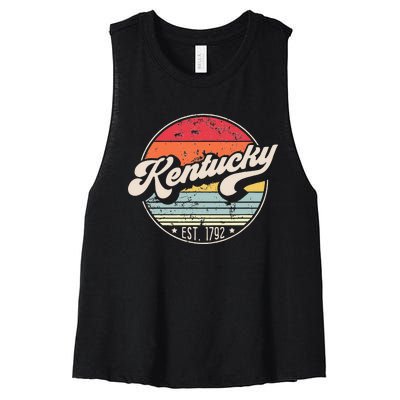 Retro Kentucky Home State KY Cool 70s Style Sunset Women's Racerback Cropped Tank