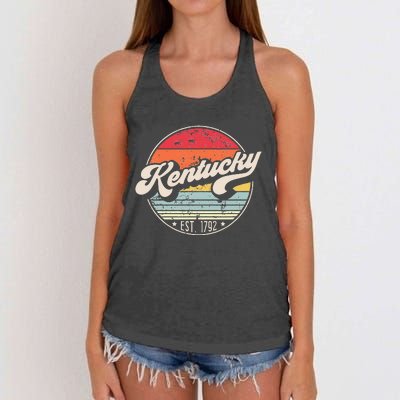 Retro Kentucky Home State KY Cool 70s Style Sunset Women's Knotted Racerback Tank