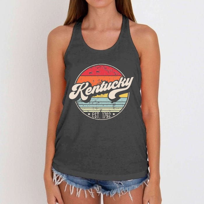 Retro Kentucky Home State KY Cool 70s Style Sunset Women's Knotted Racerback Tank