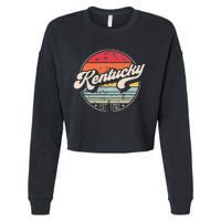 Retro Kentucky Home State KY Cool 70s Style Sunset Cropped Pullover Crew