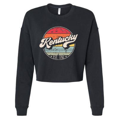 Retro Kentucky Home State KY Cool 70s Style Sunset Cropped Pullover Crew