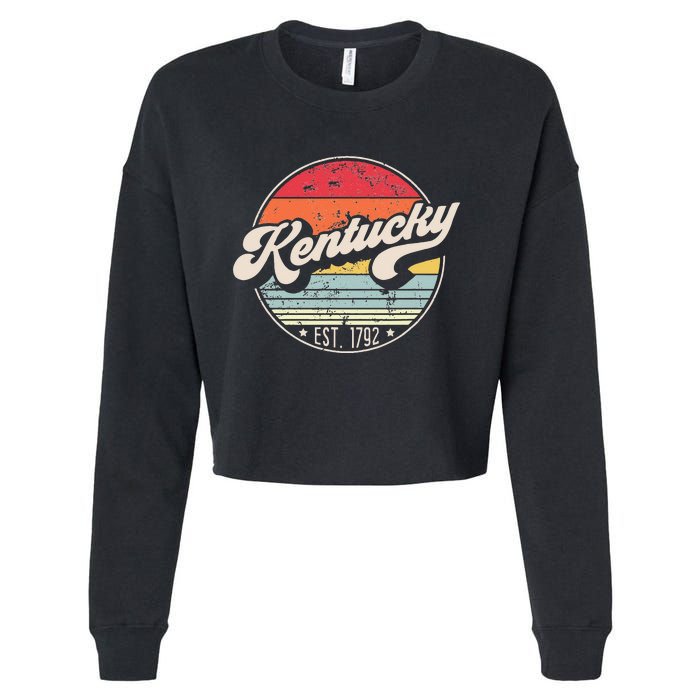 Retro Kentucky Home State KY Cool 70s Style Sunset Cropped Pullover Crew