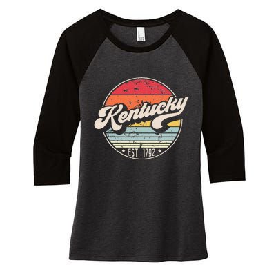 Retro Kentucky Home State KY Cool 70s Style Sunset Women's Tri-Blend 3/4-Sleeve Raglan Shirt