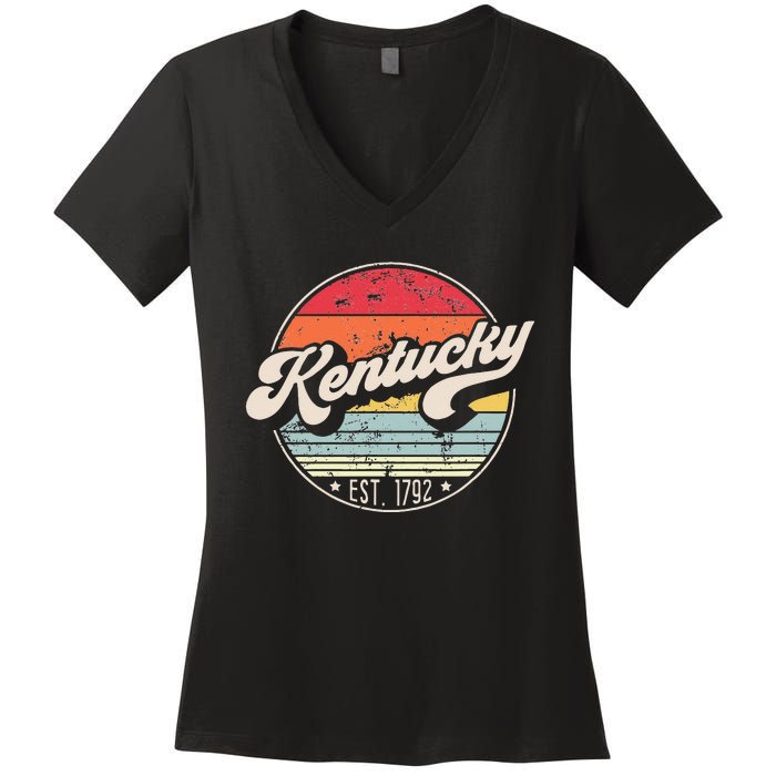 Retro Kentucky Home State KY Cool 70s Style Sunset Women's V-Neck T-Shirt