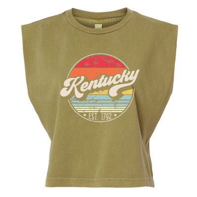 Retro Kentucky Home State KY Cool 70s Style Sunset Garment-Dyed Women's Muscle Tee