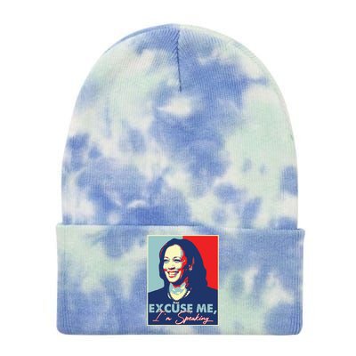 Retro Kamala Harris 2024 Excuse Me Im Speaking Harris 47 Tie Dye 12in Knit Beanie