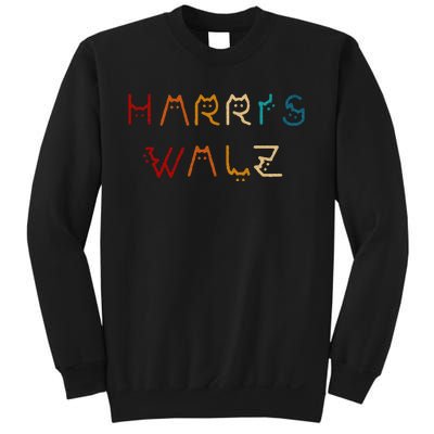 Retro Kamala Harris Walz Waltz 2024 Cat Lettering Positive Sweatshirt