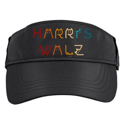 Retro Kamala Harris Walz Waltz 2024 Cat Lettering Positive Adult Drive Performance Visor