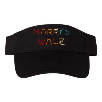 Retro Kamala Harris Walz Waltz 2024 Cat Lettering Positive Valucap Bio-Washed Visor