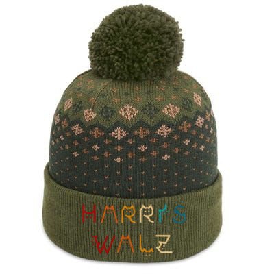 Retro Kamala Harris Walz Waltz 2024 Cat Lettering Positive The Baniff Cuffed Pom Beanie