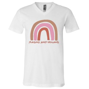 Raising Kind Humans Rainbow V-Neck T-Shirt