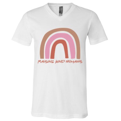 Raising Kind Humans Rainbow V-Neck T-Shirt
