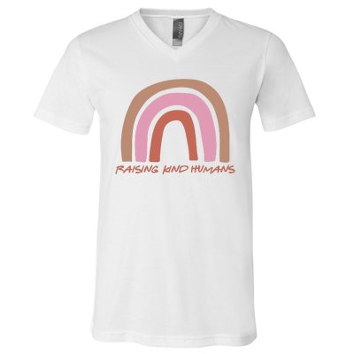 Raising Kind Humans Rainbow V-Neck T-Shirt