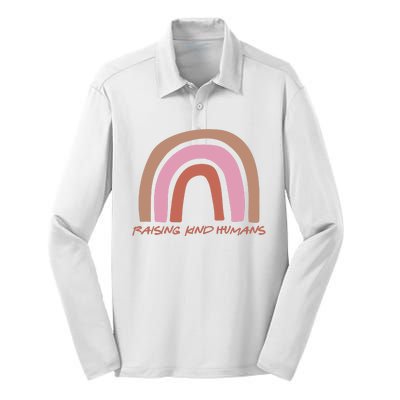 Raising Kind Humans Rainbow Silk Touch Performance Long Sleeve Polo