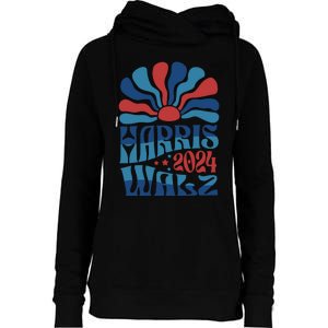 Retro Kamala Harris Walz 2024 Womens Funnel Neck Pullover Hood