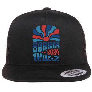 Retro Kamala Harris Walz 2024 Flat Bill Trucker Hat