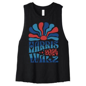 Retro Kamala Harris Walz 2024 Women's Racerback Cropped Tank