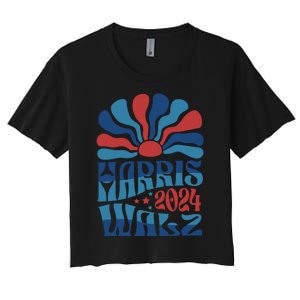 Retro Kamala Harris Walz 2024 Women's Crop Top Tee